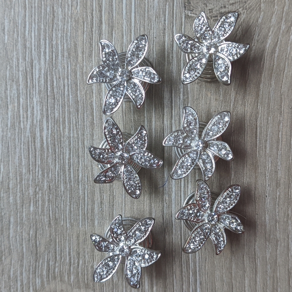 Crystal Flower hair decorations (set of 6) - Picture 1 of 3